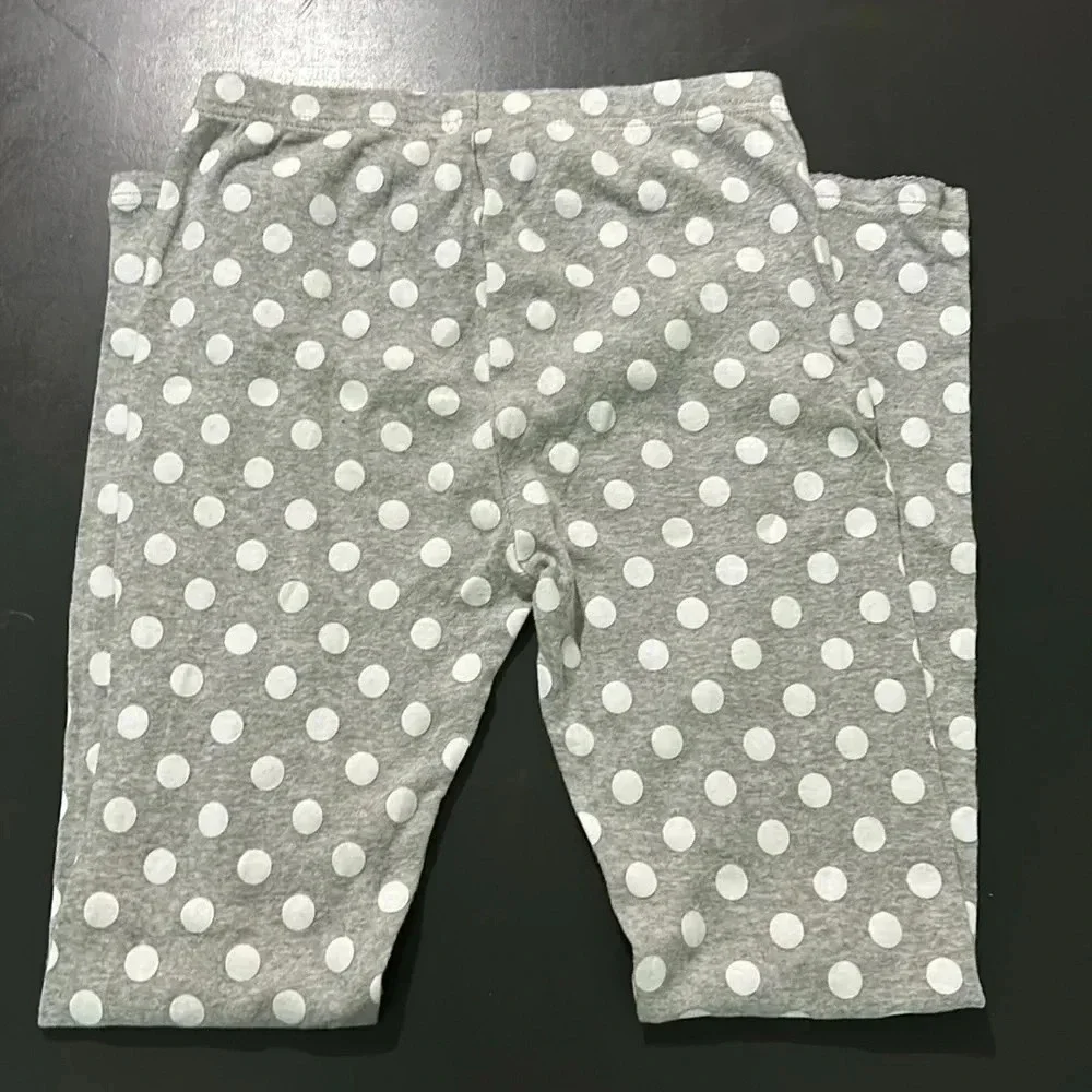 Carters girls size 12 pajama set, long sleeve top & pants white/gray comfy EUC